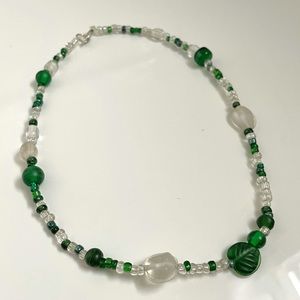 Green and clear aesthetic necklace